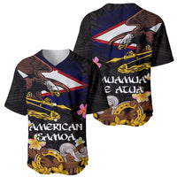 American Samoa Fue and Kava Bowl Baseball Jersey Plumeria and Polynesian Pattern LT03 - Polynesian Pride