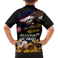 American Samoa Fue and Kava Bowl Kid Hawaiian Shirt Plumeria and Polynesian Pattern