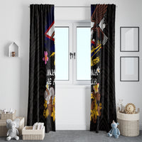 American Samoa Fue and Kava Bowl Window Curtain Plumeria and Polynesian Pattern LT03 - Polynesian Pride