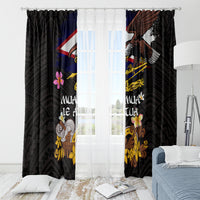 American Samoa Fue and Kava Bowl Window Curtain Plumeria and Polynesian Pattern LT03 - Polynesian Pride