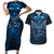 New Zealand Matariki Couples Matching Short Sleeve Bodycon Dress and Hawaiian Shirt Maori Pattern and Kiwi Bird Haka Dance Sky Night