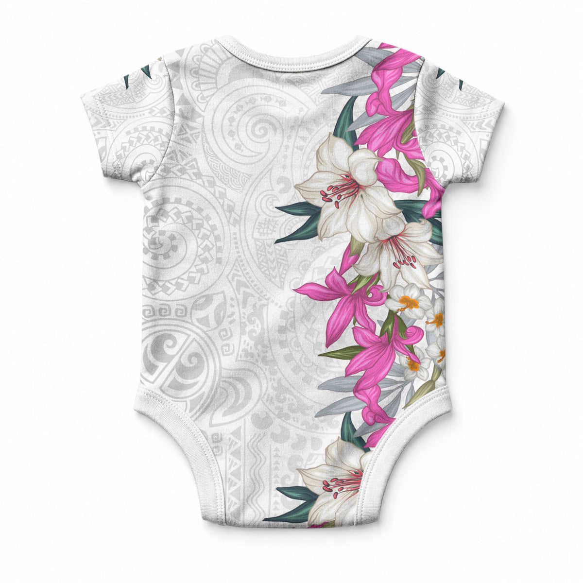Hawaii Tropical Leaves and Flowers Baby Onesie