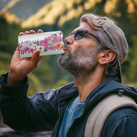 Hawaii Tropical Leaves and Flowers 4 in 1 Can Cooler Tumbler Tribal Polynesian Pattern White Style