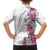 Hawaii Tropical Leaves and Flowers Family Matching Off Shoulder Short Dress and Hawaiian Shirt Tribal Polynesian Pattern White Style