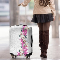 Hawaii Tropical Leaves and Flowers Luggage Cover Tribal Polynesian Pattern White Style