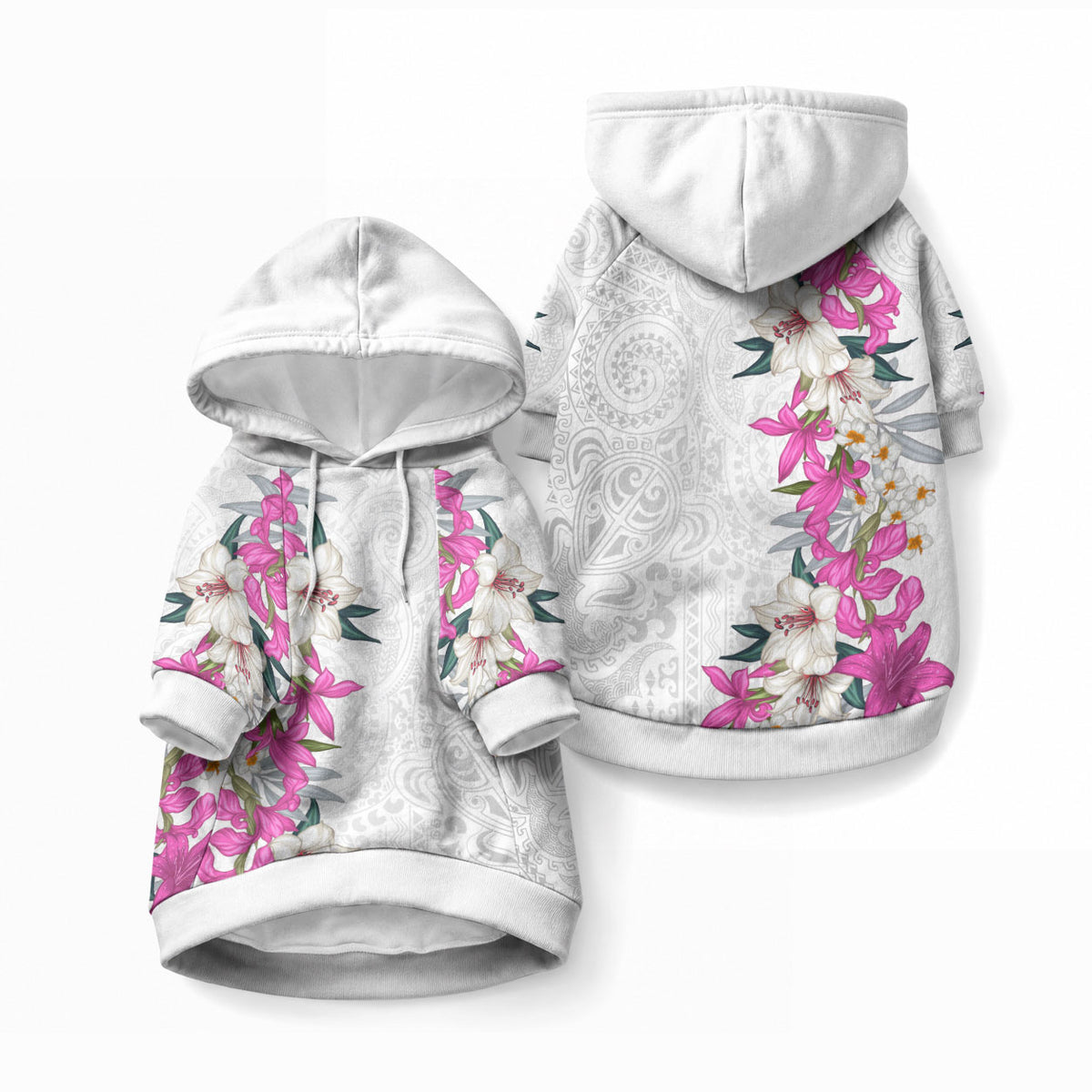 Hawaii Tropical Leaves and Flowers Pet Hoodie