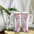 Hawaii Tropical Leaves and Flowers Tumbler With Handle Tribal Polynesian Pattern White Style