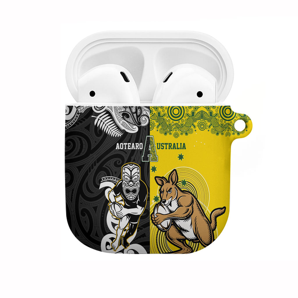 Aotearoa New Zealand and Australia Rugby AirPods Case Maori Koru and Aboriginal Dot Art Cultural Heritage
