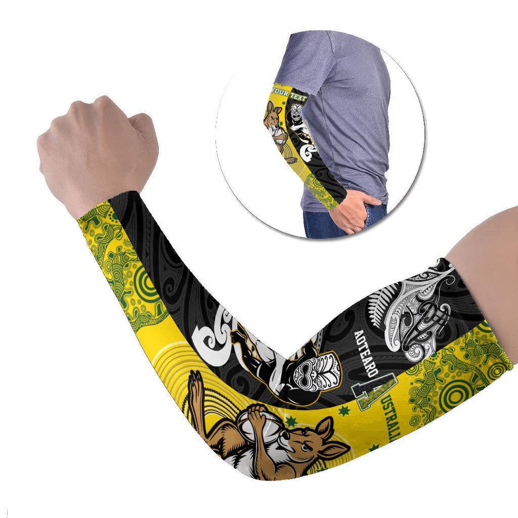 Aotearoa New Zealand and Australia Rugby Personalized Arm Sleeves Maori Koru and Aboriginal Dot Art Cultural Heritage
