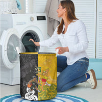 Aotearoa New Zealand And Australia Basketball Custom Laundry Basket Maori Tribal Tattoo And Aboriginal Dot Art Heritage