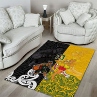 Aotearoa New Zealand And Australia Basketball Custom Area Rug Maori Tribal Tattoo And Aboriginal Dot Art Heritage