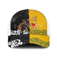 Aotearoa New Zealand And Australia Basketball Baseball Net Cap Maori Tribal Tattoo And Aboriginal Dot Art Heritage