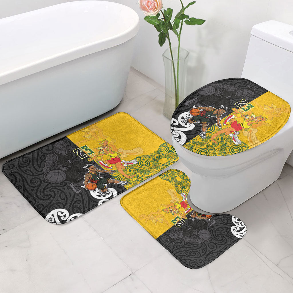 Aotearoa New Zealand And Australia Basketball Custom Bathroom Set Maori Tribal Tattoo And Aboriginal Dot Art Heritage