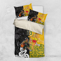Aotearoa New Zealand And Australia Basketball Custom Bedding Set Maori Tribal Tattoo And Aboriginal Dot Art Heritage LT03 US Twin 172cm x 218cm Multicolor - Polynesian Pride