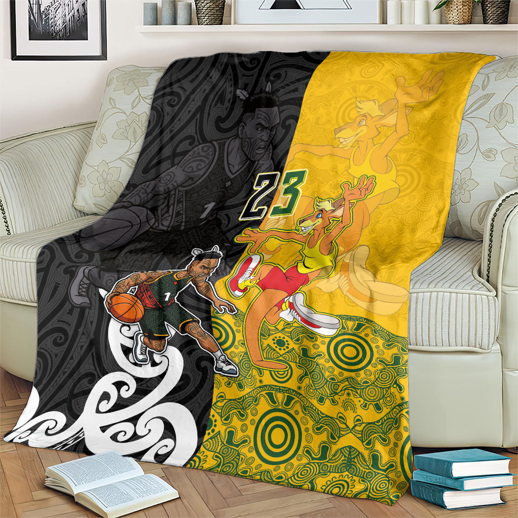 Aotearoa New Zealand And Australia Basketball Custom Blanket Maori Tribal Tattoo And Aboriginal Dot Art Heritage