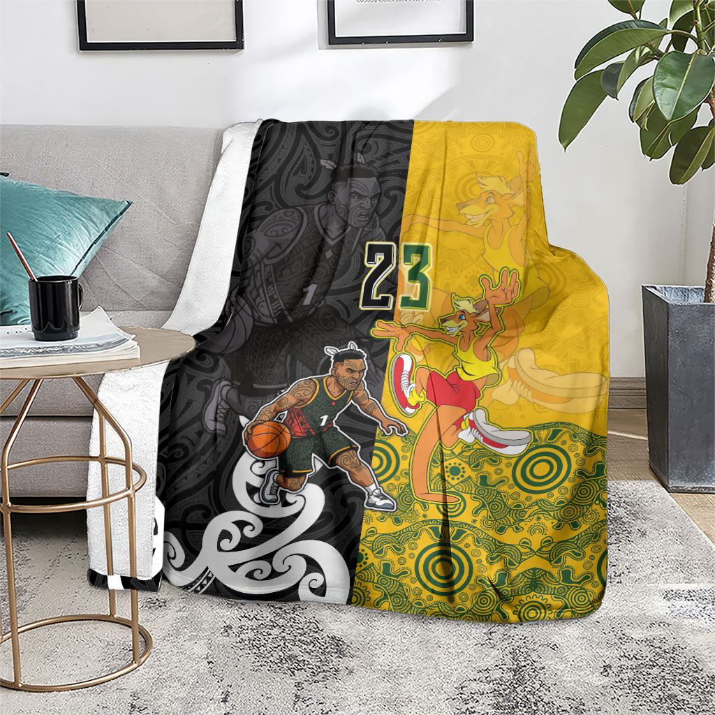 Aotearoa New Zealand And Australia Basketball Custom Blanket Maori Tribal Tattoo And Aboriginal Dot Art Heritage