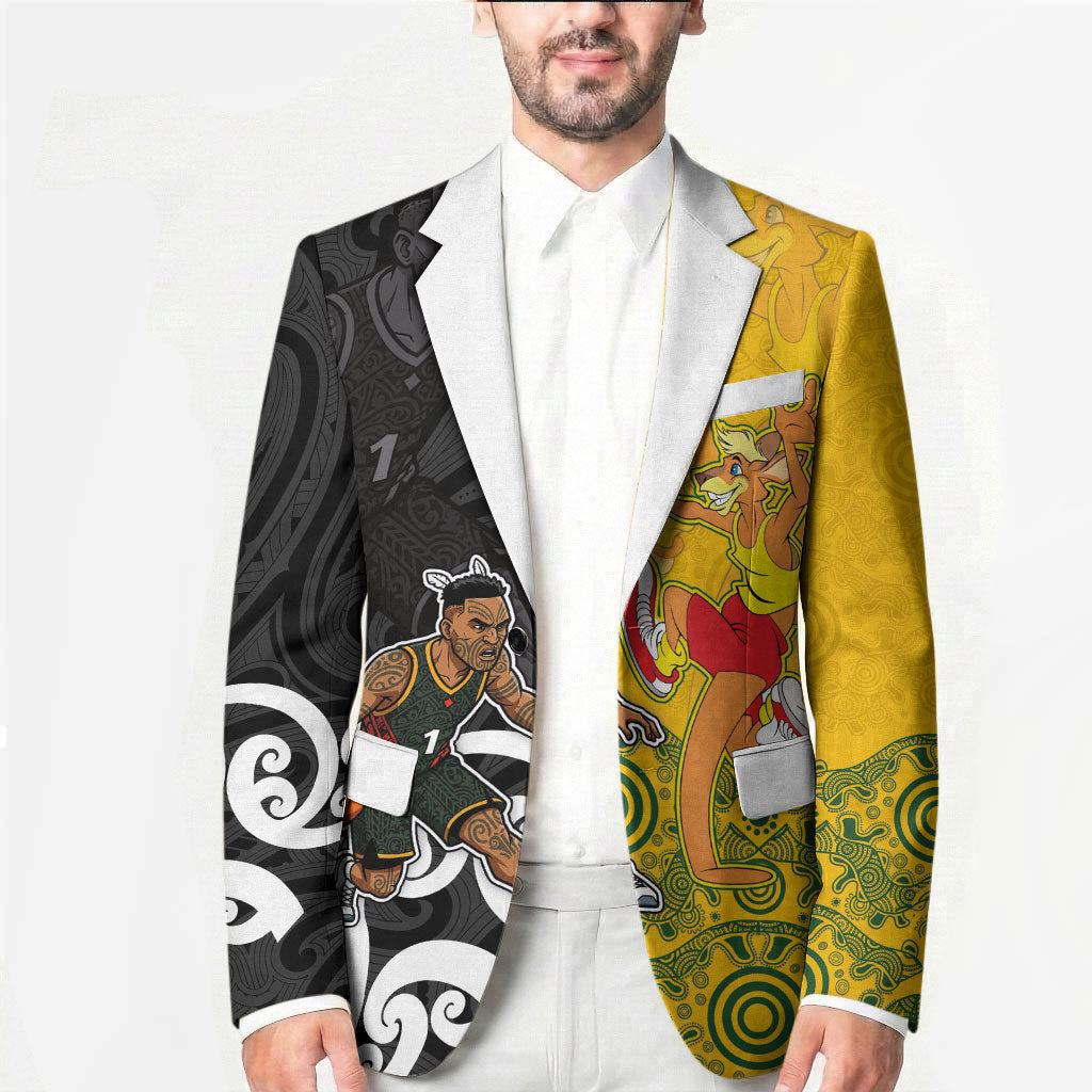Aotearoa New Zealand And Australia Basketball Custom Blazer Maori Tribal Tattoo And Aboriginal Dot Art Heritage