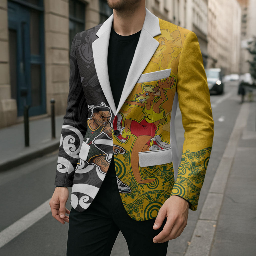 Aotearoa New Zealand And Australia Basketball Custom Blazer Maori Tribal Tattoo And Aboriginal Dot Art Heritage