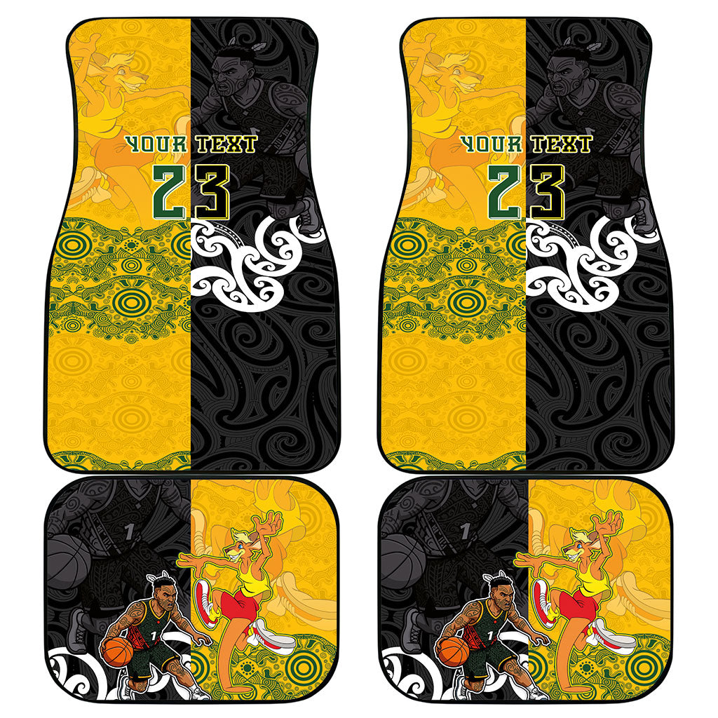 Aotearoa New Zealand And Australia Basketball Custom Car Mats Maori Tribal Tattoo And Aboriginal Dot Art Heritage