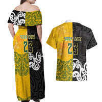 Aotearoa New Zealand And Australia Basketball Custom Couples Matching Off Shoulder Maxi Dress and Hawaiian Shirt Maori Tribal Tattoo And Aboriginal Dot Art Heritage LT03 - Polynesian Pride