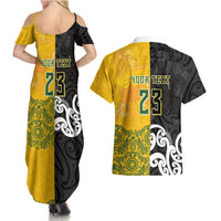 Aotearoa New Zealand And Australia Basketball Custom Couples Matching Summer Maxi Dress and Hawaiian Shirt Maori Tribal Tattoo And Aboriginal Dot Art Heritage LT03 - Polynesian Pride