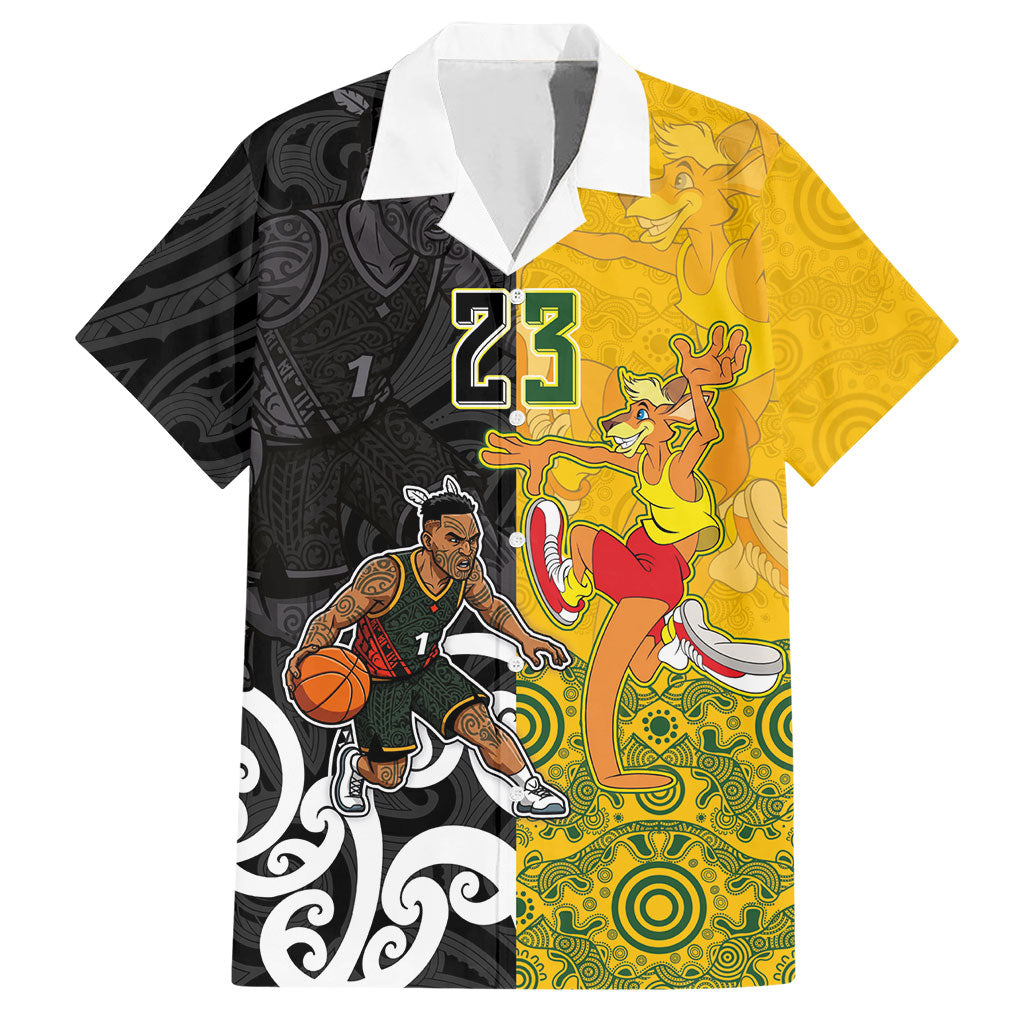 Aotearoa New Zealand And Australia Basketball Custom Hawaiian Shirt Maori Tribal Tattoo And Aboriginal Dot Art Heritage LT03 Multicolor - Polynesian Pride