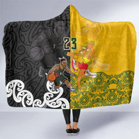 Aotearoa New Zealand And Australia Basketball Custom Hooded Blanket Maori Tribal Tattoo And Aboriginal Dot Art Heritage LT03 One Size Multicolor - Polynesian Pride