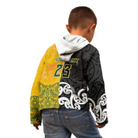 Aotearoa New Zealand And Australia Basketball Custom Kid Hoodie Maori Tribal Tattoo And Aboriginal Dot Art Heritage LT03 - Polynesian Pride
