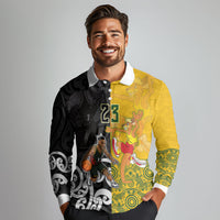 Aotearoa New Zealand And Australia Basketball Custom Long Sleeve Polo Shirt Maori Tribal Tattoo And Aboriginal Dot Art Heritage LT03 - Polynesian Pride