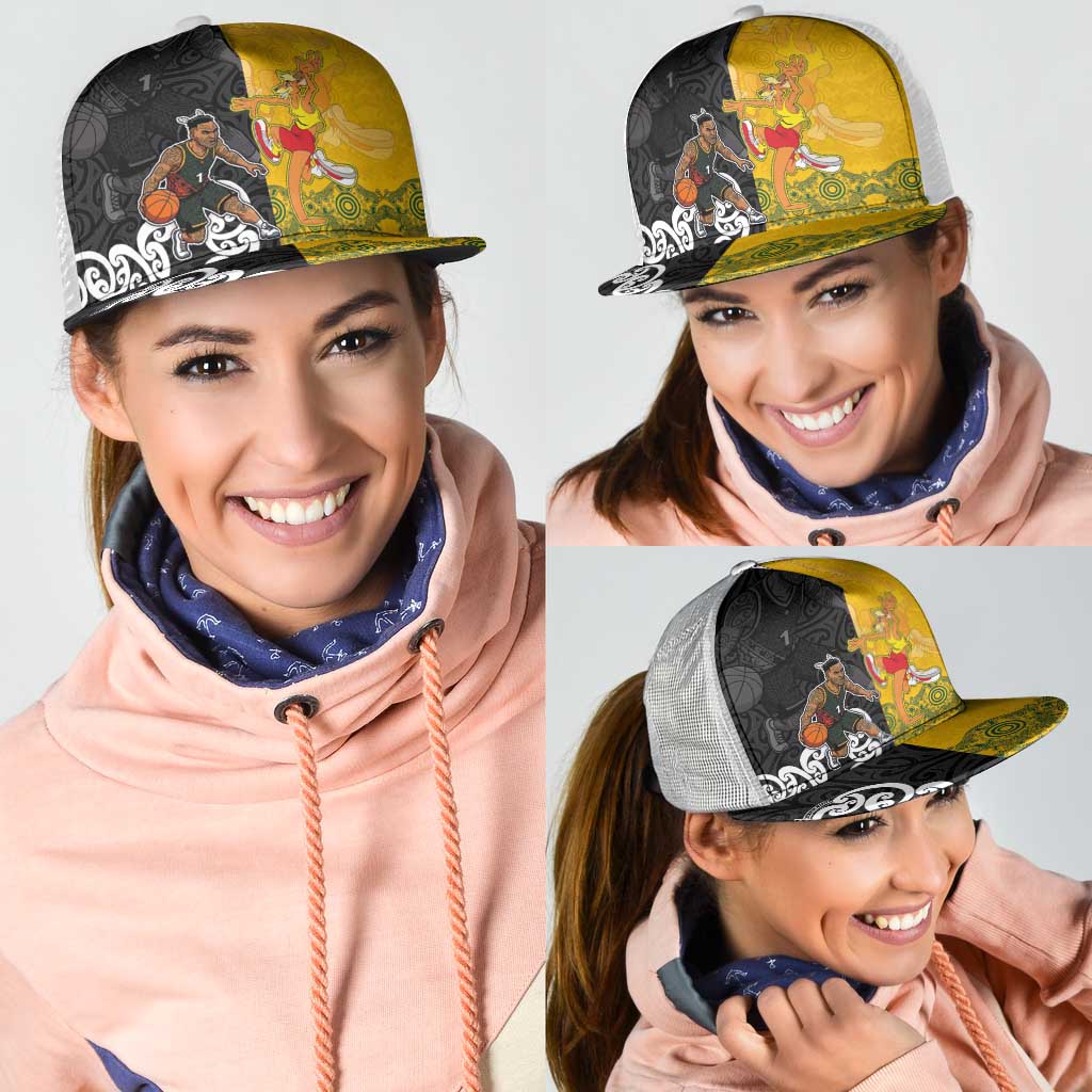 Aotearoa New Zealand And Australia Basketball Mesh Trucker Cap Maori Tribal Tattoo And Aboriginal Dot Art Heritage