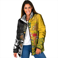 Aotearoa New Zealand And Australia Basketball Custom Padded Jacket Maori Tribal Tattoo And Aboriginal Dot Art Heritage