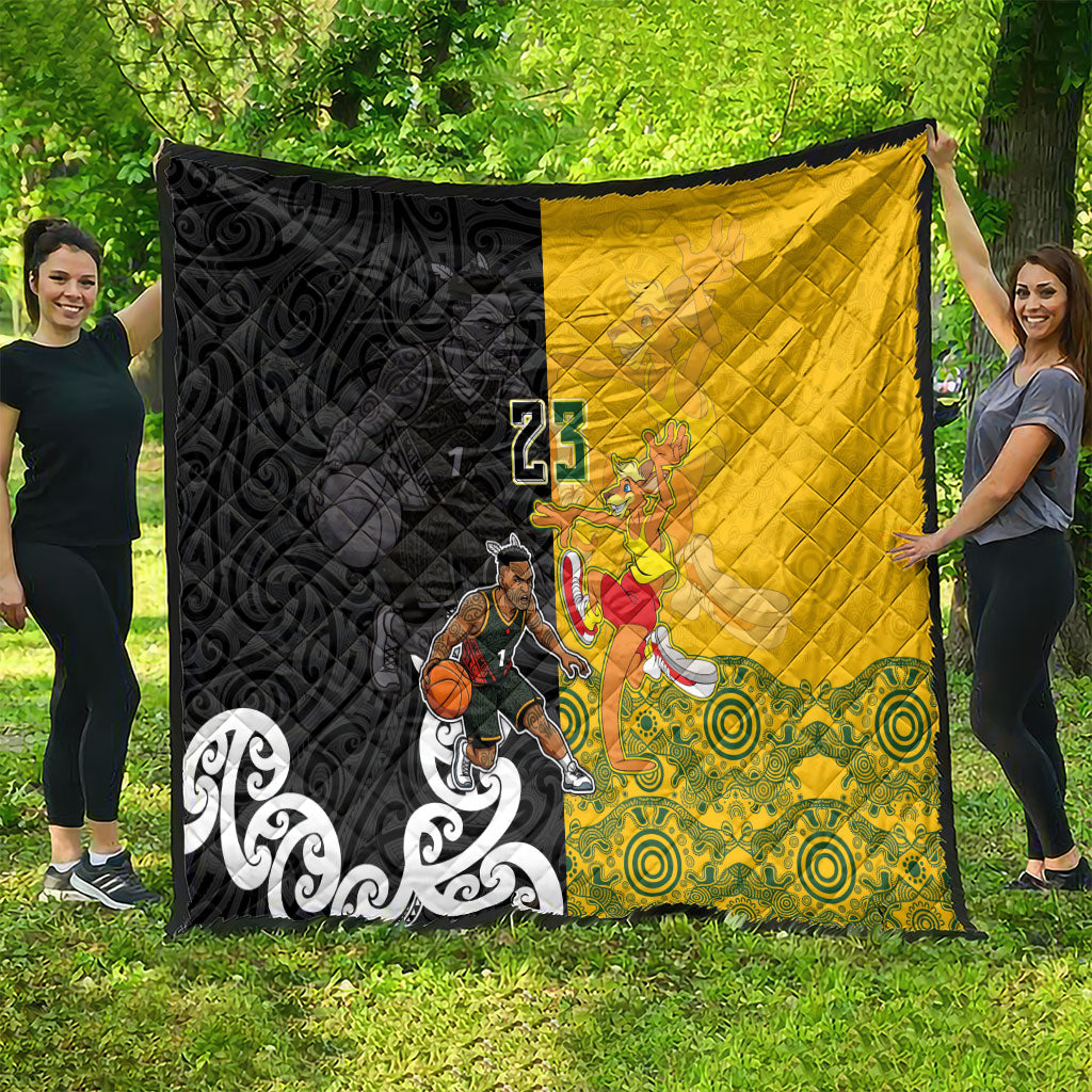 Aotearoa New Zealand And Australia Basketball Custom Quilt Maori Tribal Tattoo And Aboriginal Dot Art Heritage