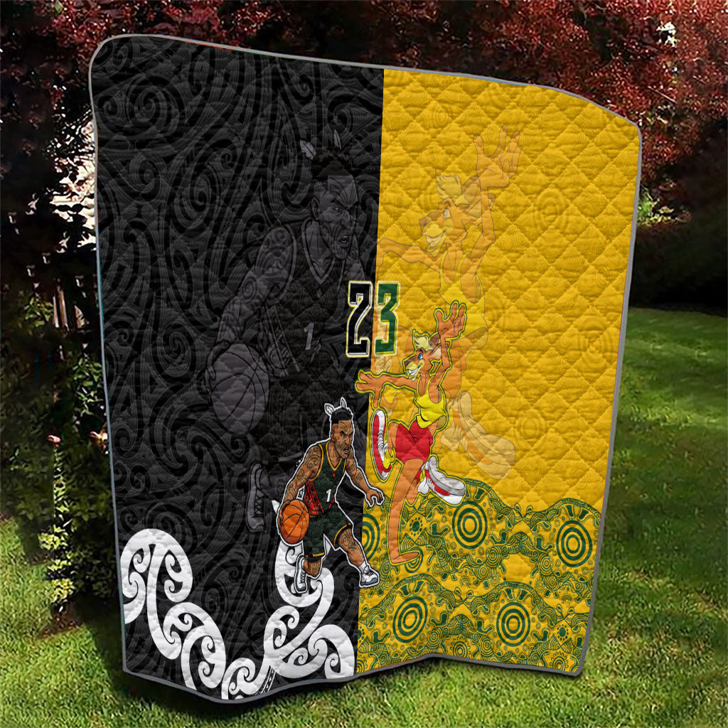 Aotearoa New Zealand And Australia Basketball Custom Quilt Maori Tribal Tattoo And Aboriginal Dot Art Heritage