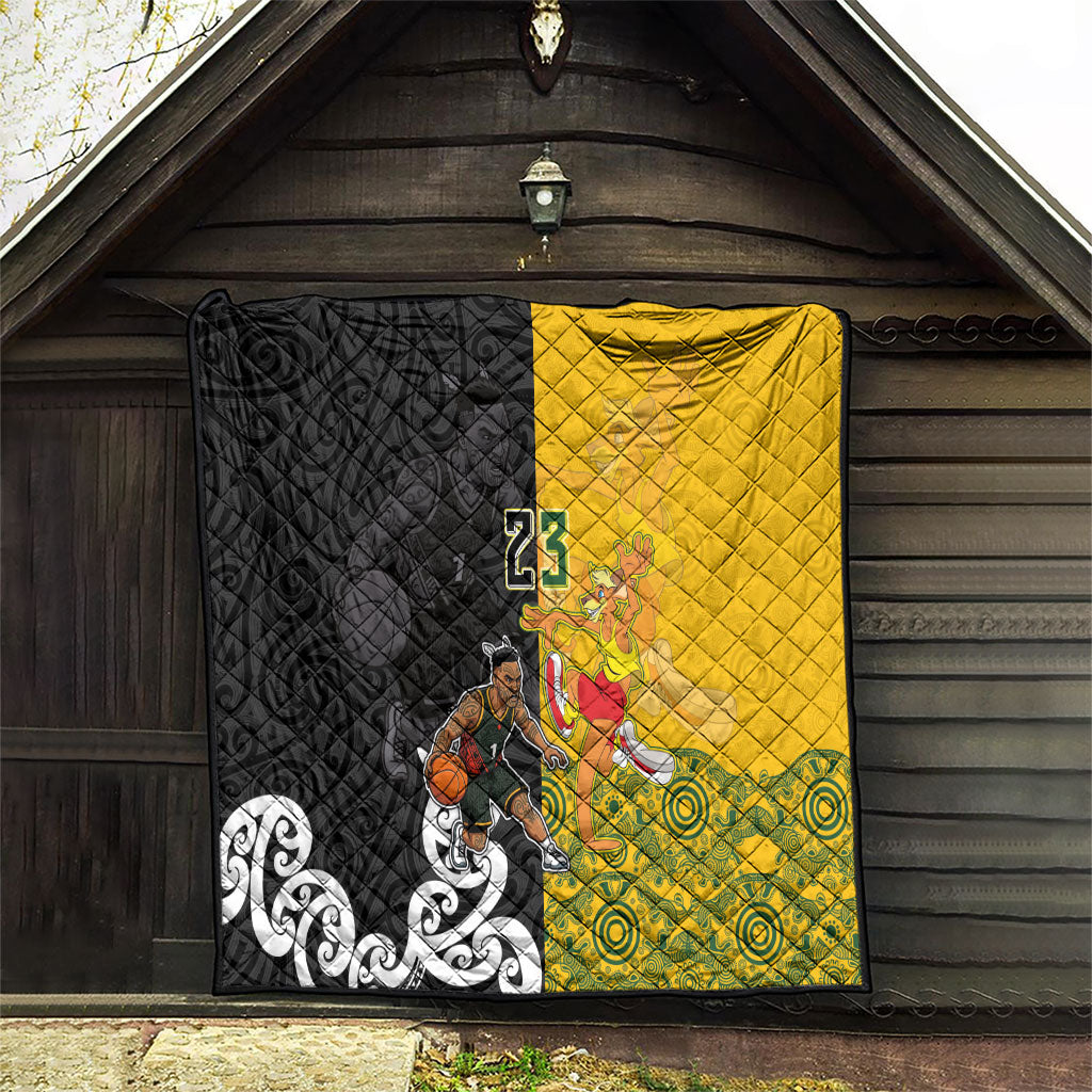 Aotearoa New Zealand And Australia Basketball Custom Quilt Maori Tribal Tattoo And Aboriginal Dot Art Heritage