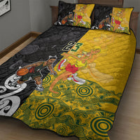 Aotearoa New Zealand And Australia Basketball Custom Quilt Bed Set Maori Tribal Tattoo And Aboriginal Dot Art Heritage