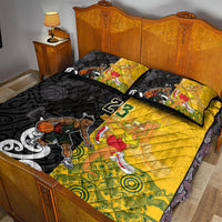 Aotearoa New Zealand And Australia Basketball Custom Quilt Bed Set Maori Tribal Tattoo And Aboriginal Dot Art Heritage