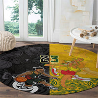 Aotearoa New Zealand And Australia Basketball Custom Round Carpet Maori Tribal Tattoo And Aboriginal Dot Art Heritage