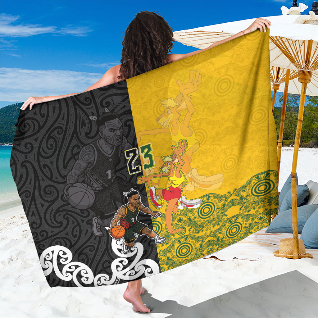 Aotearoa New Zealand And Australia Basketball Custom Sarong Maori Tribal Tattoo And Aboriginal Dot Art Heritage
