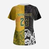 Aotearoa New Zealand And Australia Basketball Custom Scrub Top Maori Tribal Tattoo And Aboriginal Dot Art Heritage