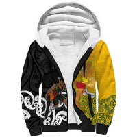 Aotearoa New Zealand And Australia Basketball Custom Sherpa Hoodie Maori Tribal Tattoo And Aboriginal Dot Art Heritage LT03 Unisex Multicolor - Polynesian Pride
