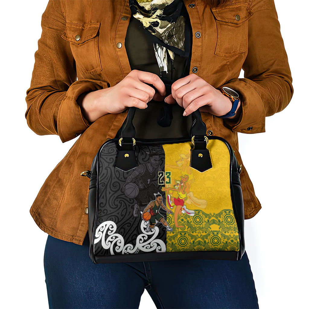 Aotearoa New Zealand And Australia Basketball Custom Shoulder Handbag Maori Tribal Tattoo And Aboriginal Dot Art Heritage