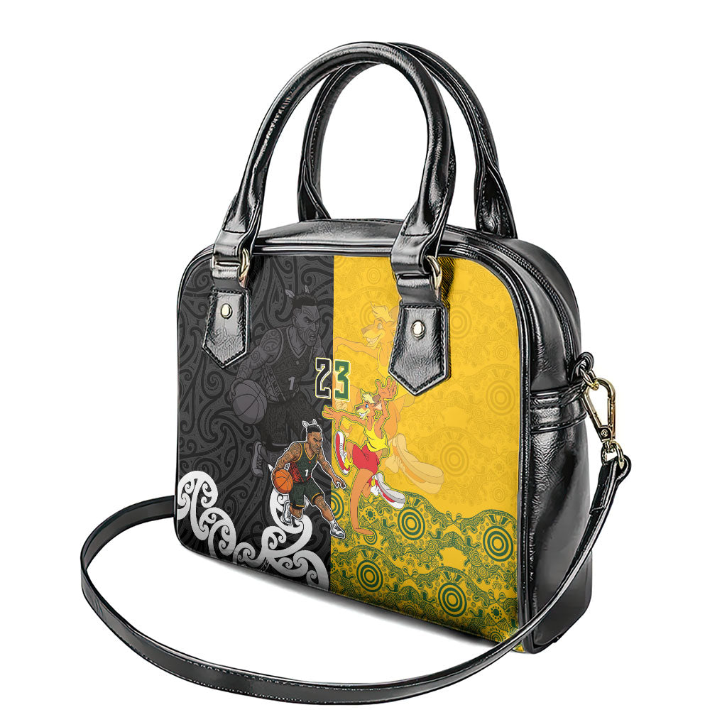 Aotearoa New Zealand And Australia Basketball Custom Shoulder Handbag Maori Tribal Tattoo And Aboriginal Dot Art Heritage