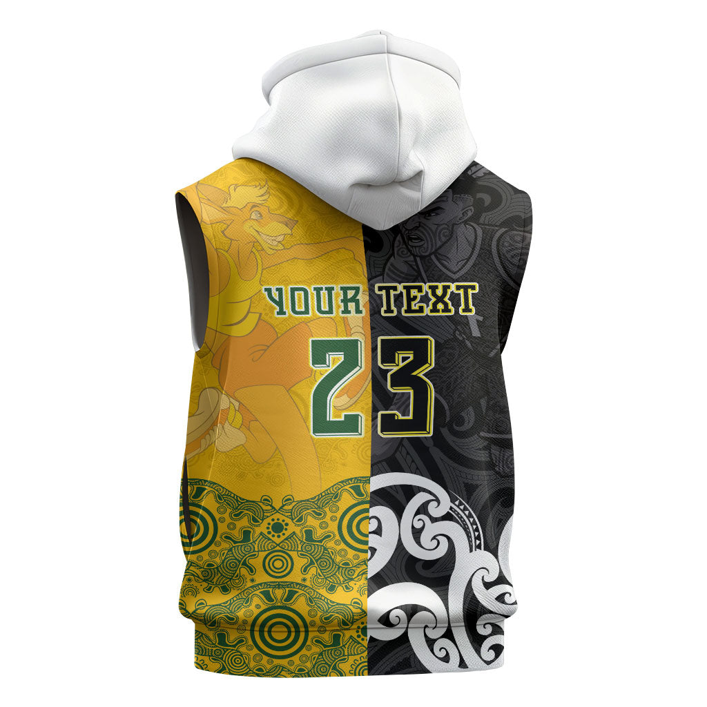 Aotearoa New Zealand And Australia Basketball Custom Sleeveless Zip Hoodie Maori Tribal Tattoo And Aboriginal Dot Art Heritage LT03 - Polynesian Pride