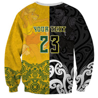 Aotearoa New Zealand And Australia Basketball Custom Sweatshirt Maori Tribal Tattoo And Aboriginal Dot Art Heritage