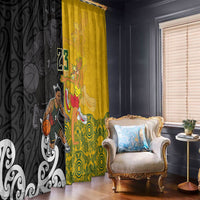 Aotearoa New Zealand And Australia Basketball Custom Window Curtain Maori Tribal Tattoo And Aboriginal Dot Art Heritage