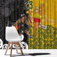 Aotearoa New Zealand And Australia Basketball Custom Window Curtain Maori Tribal Tattoo And Aboriginal Dot Art Heritage