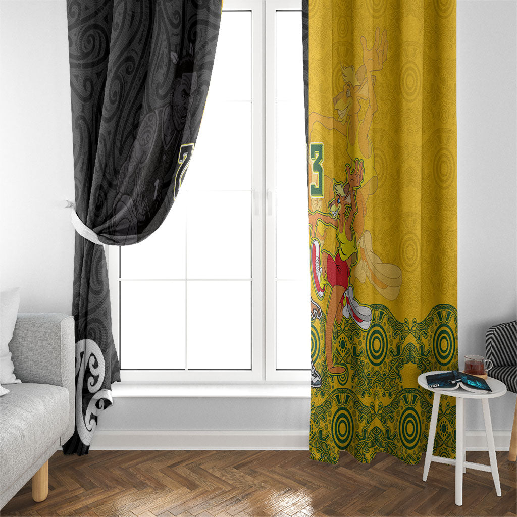 Aotearoa New Zealand And Australia Basketball Custom Window Curtain Maori Tribal Tattoo And Aboriginal Dot Art Heritage
