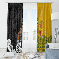 Aotearoa New Zealand And Australia Basketball Custom Window Curtain Maori Tribal Tattoo And Aboriginal Dot Art Heritage