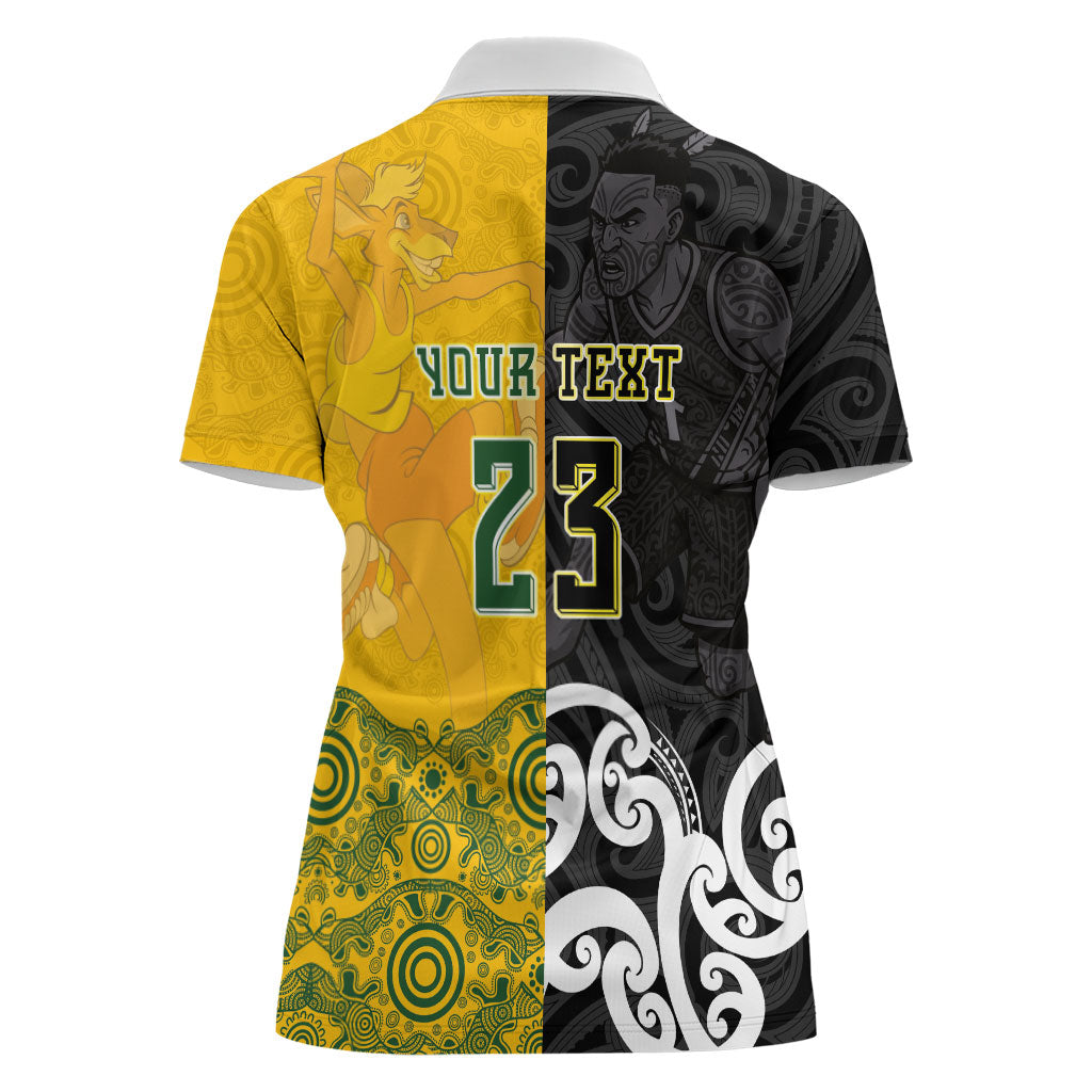 Aotearoa New Zealand And Australia Basketball Custom Women Polo Shirt Maori Tribal Tattoo And Aboriginal Dot Art Heritage LT03 - Polynesian Pride