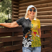 Aotearoa New Zealand And Australia Basketball Custom Women Polo Shirt Maori Tribal Tattoo And Aboriginal Dot Art Heritage LT03 - Polynesian Pride